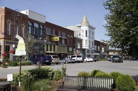 Shops on the square in downtown Fairfield, a mixture of classic Main Street Iowa and international fare. / Register file photo