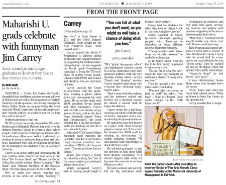 Maharishi U. grads celebrate with funnyman Jim Carrey