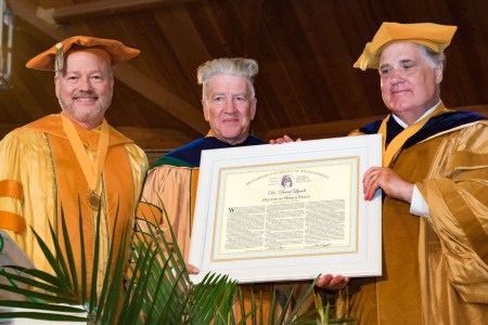 2. Hagelin & Morris present Lynch with Doctor of World Peace