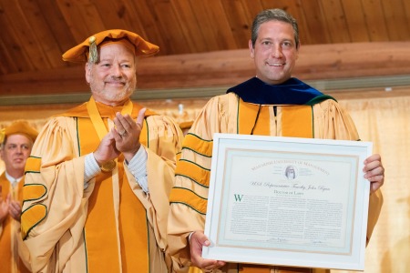 Maharishi University President John Hagelin Bestows Honorary Doctorate on Congressman Tim Ryan at Graduation 2017