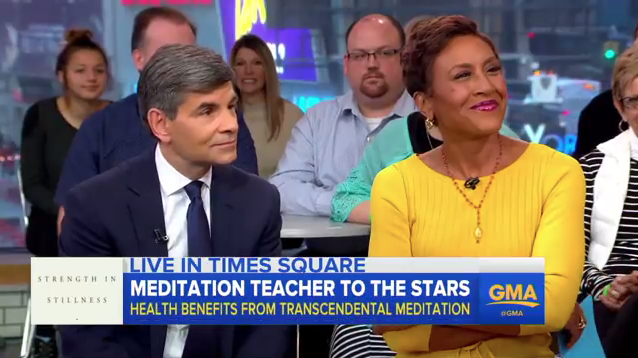 George Stephanopolous and Robin Roberts listen to Bob Roth describe how TM works